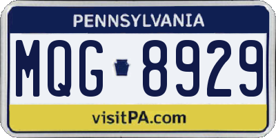 PA license plate MQG8929