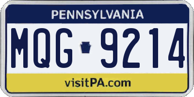 PA license plate MQG9214