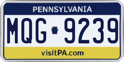 PA license plate MQG9239