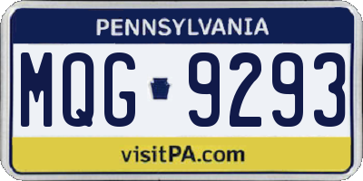 PA license plate MQG9293