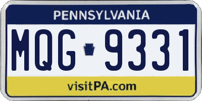 PA license plate MQG9331