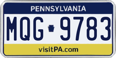 PA license plate MQG9783