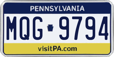 PA license plate MQG9794