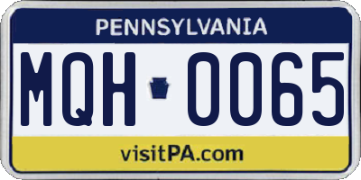 PA license plate MQH0065