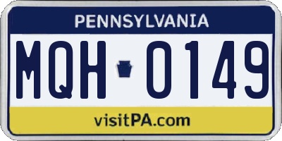 PA license plate MQH0149