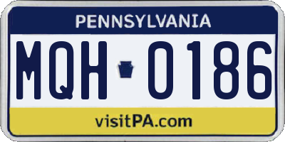 PA license plate MQH0186