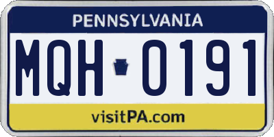PA license plate MQH0191