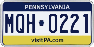 PA license plate MQH0221