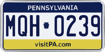 PA license plate MQH0239