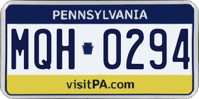 PA license plate MQH0294