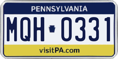 PA license plate MQH0331