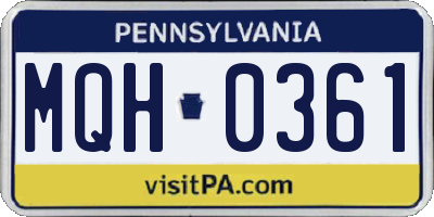 PA license plate MQH0361