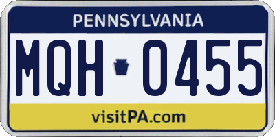 PA license plate MQH0455