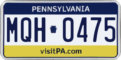 PA license plate MQH0475
