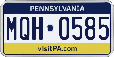 PA license plate MQH0585