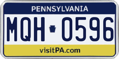 PA license plate MQH0596