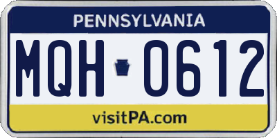 PA license plate MQH0612