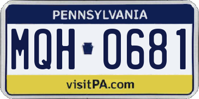 PA license plate MQH0681