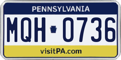 PA license plate MQH0736