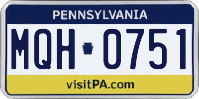 PA license plate MQH0751