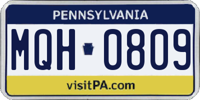 PA license plate MQH0809
