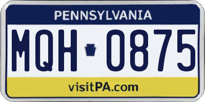 PA license plate MQH0875