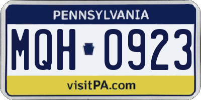 PA license plate MQH0923