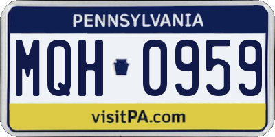 PA license plate MQH0959