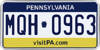 PA license plate MQH0963