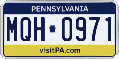 PA license plate MQH0971