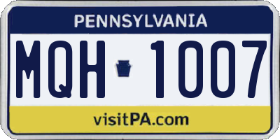 PA license plate MQH1007