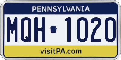 PA license plate MQH1020