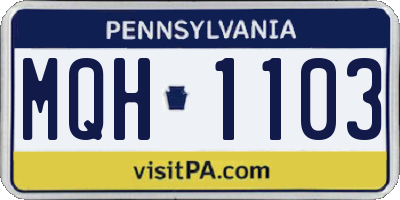 PA license plate MQH1103