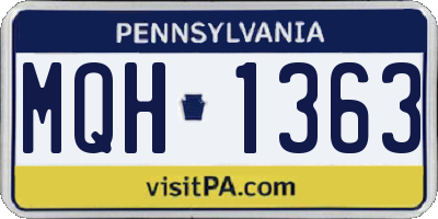 PA license plate MQH1363
