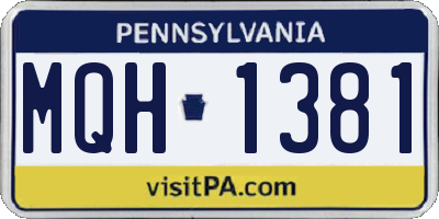PA license plate MQH1381