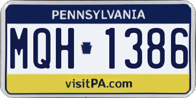 PA license plate MQH1386