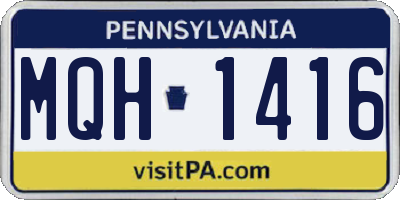 PA license plate MQH1416