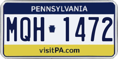 PA license plate MQH1472
