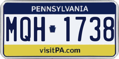 PA license plate MQH1738