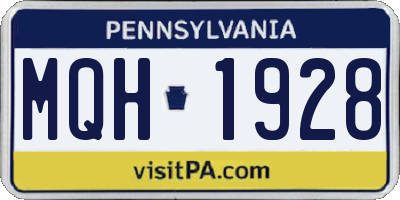 PA license plate MQH1928