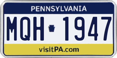 PA license plate MQH1947