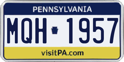 PA license plate MQH1957