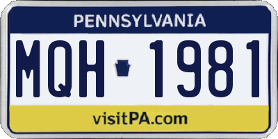 PA license plate MQH1981