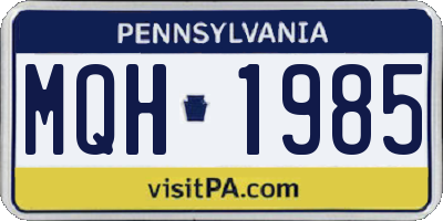 PA license plate MQH1985