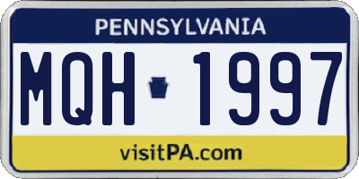 PA license plate MQH1997
