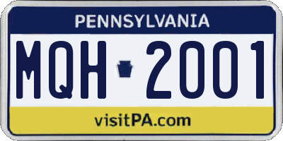 PA license plate MQH2001