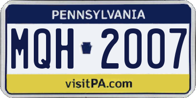 PA license plate MQH2007