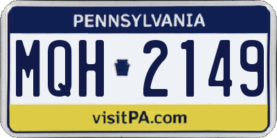 PA license plate MQH2149