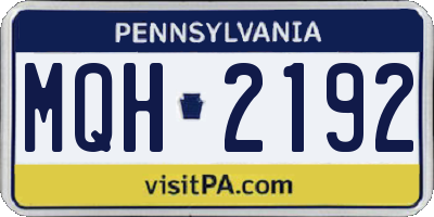 PA license plate MQH2192