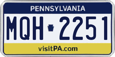PA license plate MQH2251